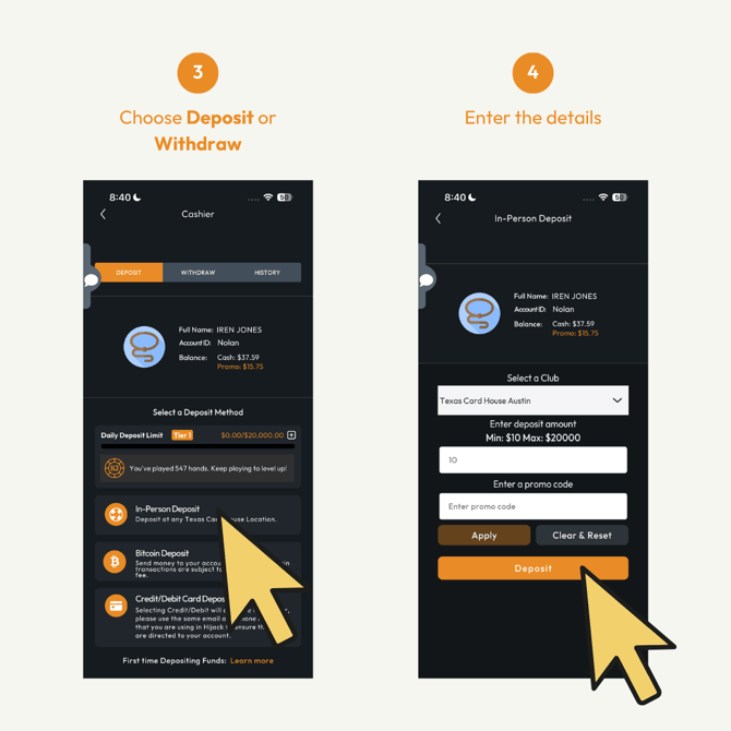 How to Deposit or Withdraw Cash in Hijack Poker Mobile 03 04