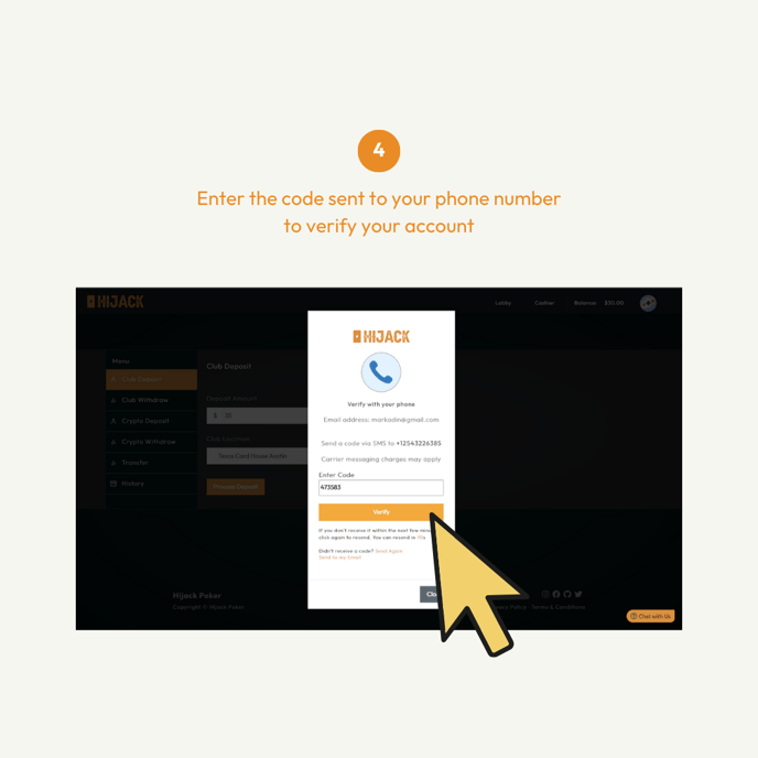 How to Deposit or Withdraw Cash in Hijack Poker Web 04