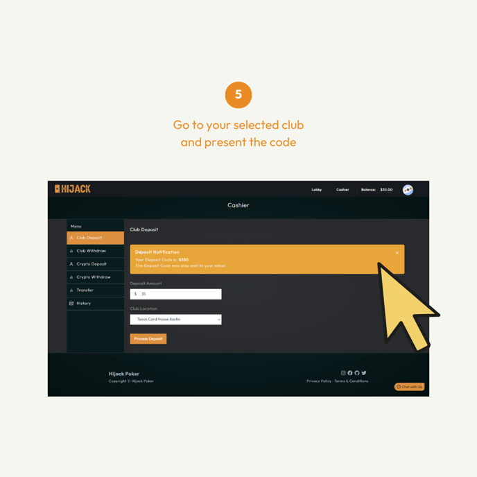 How to Deposit or Withdraw Cash in Hijack Poker Web 05