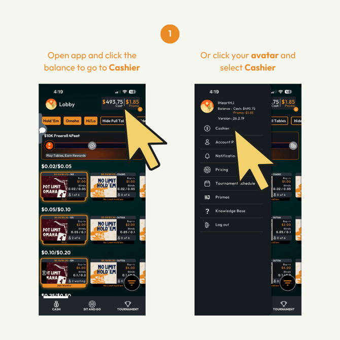 How to Deposit Using Cryptocurrency in Hijack Poker Step 1