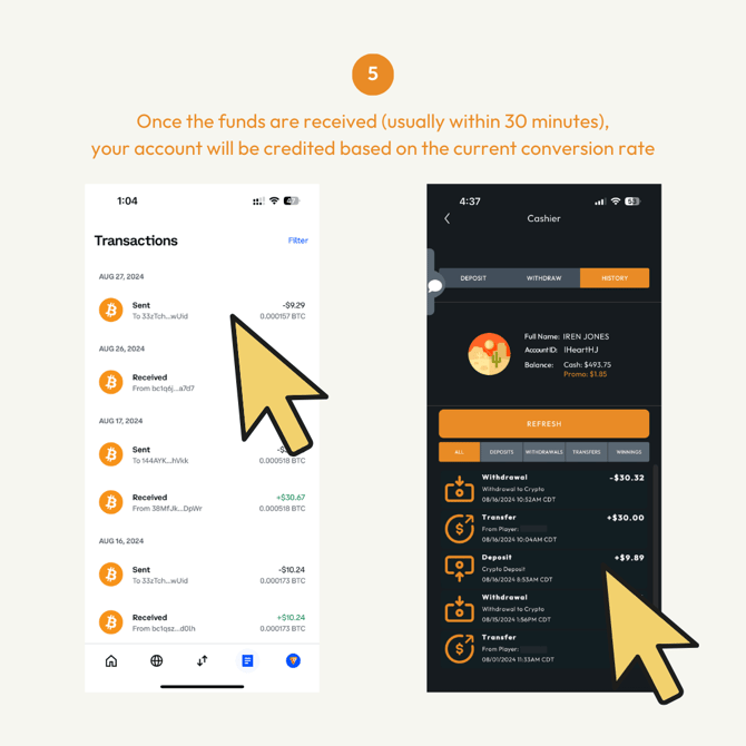 How to Deposit Using Cryptocurrency in Hijack Poker Step 5