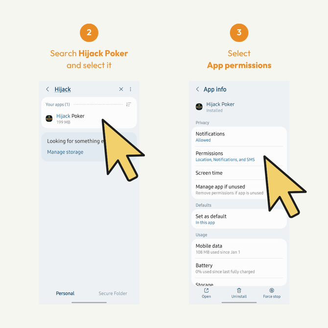 How to Re Enable Location for Hijack Poker App Android Enable App Location Permission 02 03
