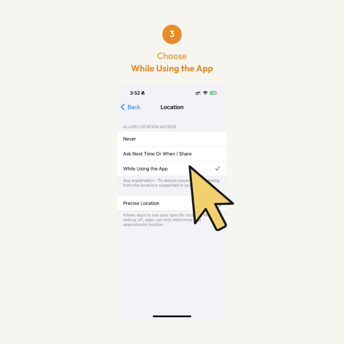 How to Re Enable Location for Hijack Poker App iOS Enable App Location Permission 03
