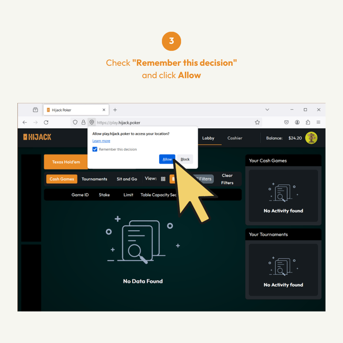 How to Re Enable Location for Hijack Poker Web Browsers Firefox 03