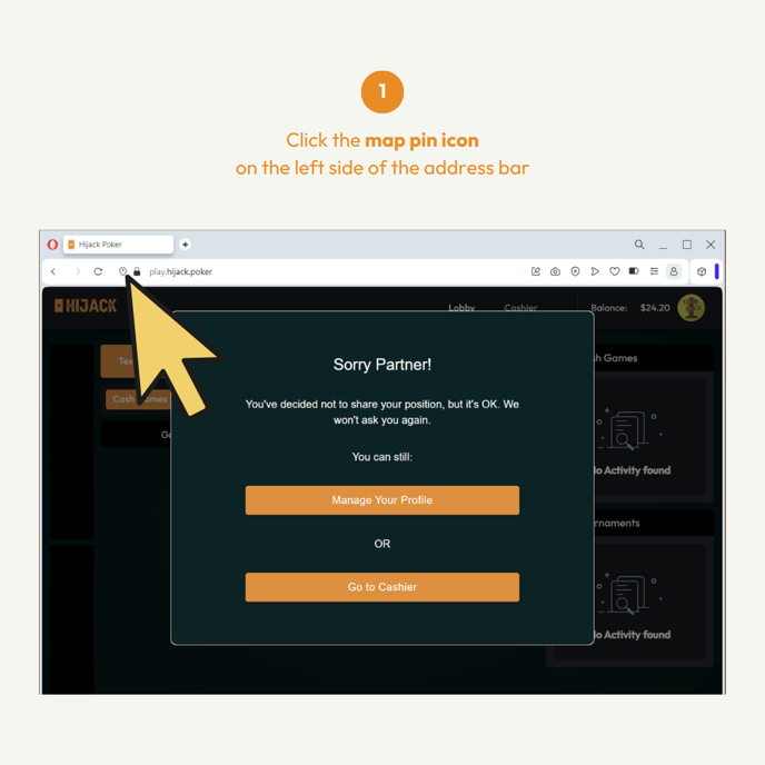 How to Re Enable Location for Hijack Poker Web Browsers Opera Browser 01