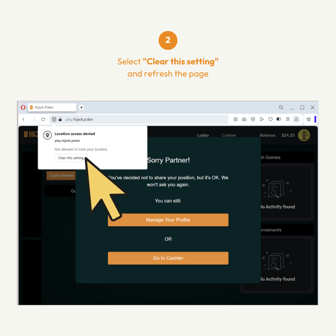 How to Re Enable Location for Hijack Poker Web Browsers Opera Browser 02