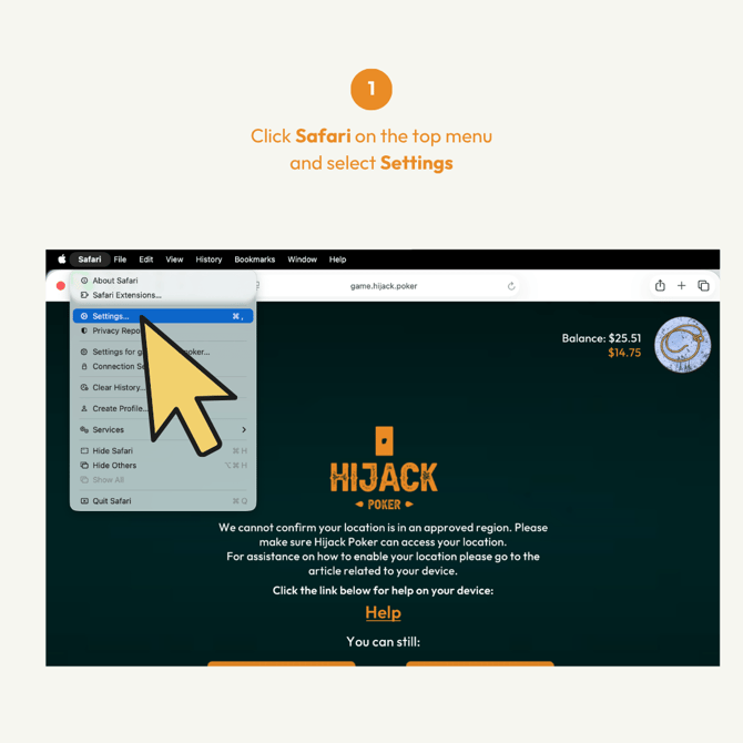 How to Re-Enable Location for Hijack Poker Web Browsers Safari Updated 01