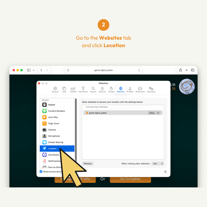 How to Re-Enable Location for Hijack Poker Web Browsers Safari Updated 02