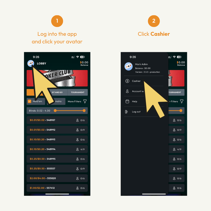 How to Transfer Money to Other Players in Hijack Poker Mobile 01 02