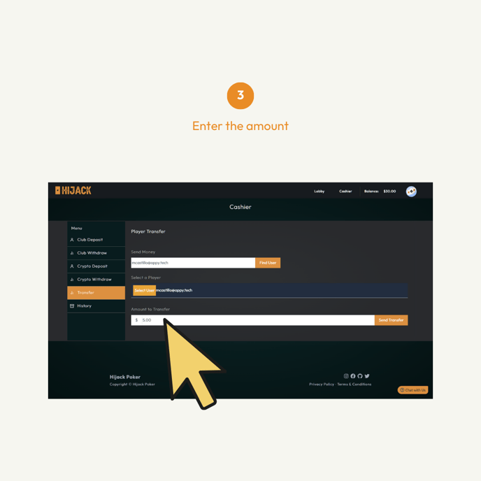 How to Transfer Money to Other Players in Hijack Poker Web 03